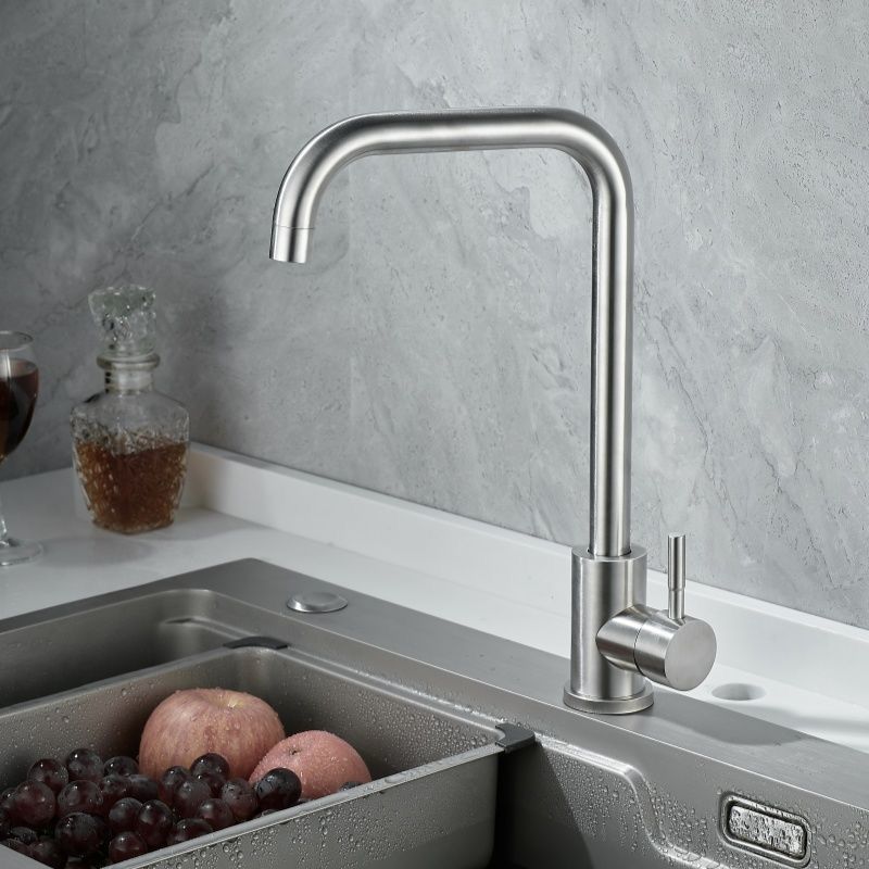 Stainless steel kitchen faucet, single cooling faucet, elbow pipe, fine copper laundry sink, vegetable basin water, household manufacturer, Amazon undefined