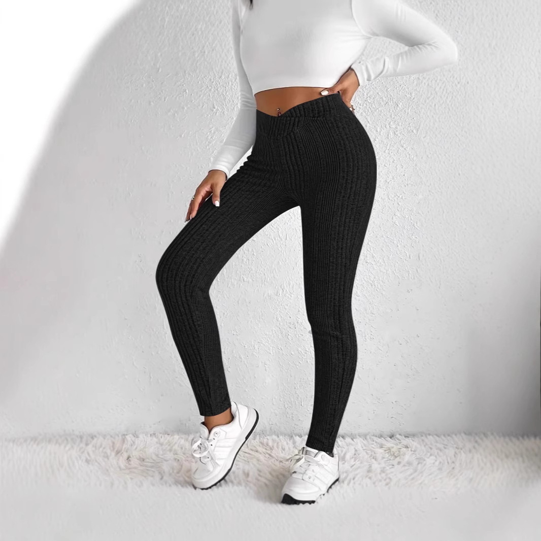 Women's Clothing New Sexy Slim Fashion Casual Striped Thread Tight Trousers Fitness Pants_ecoleips.com
