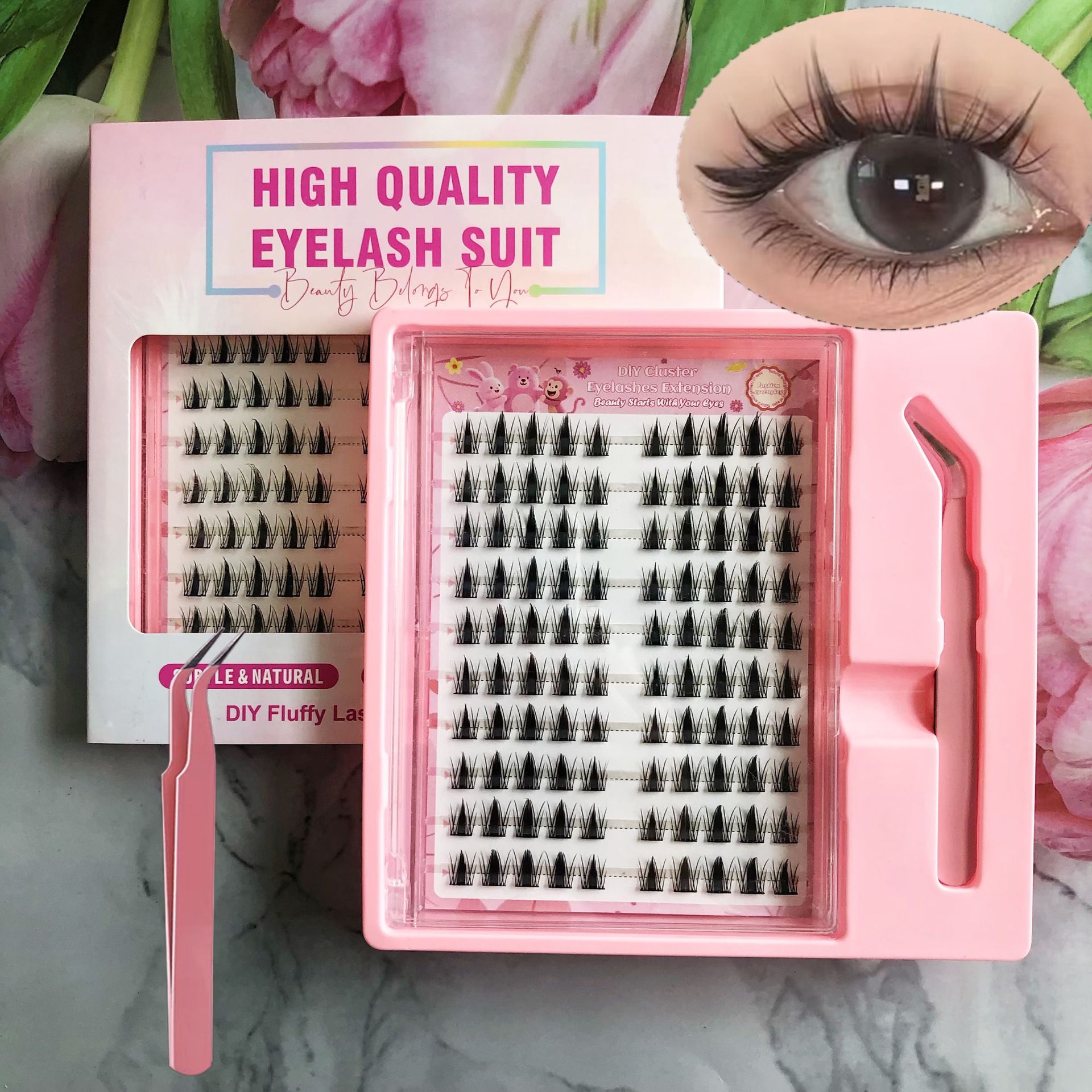 Transfronterizas pestañas falsas 30 - 100D comercio exterior caja de pestañas gruesas con pinzas de pegamento conjunto de pestañas falsas