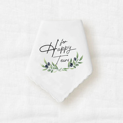 跨境专供 婚礼情感主题月牙茶巾花卉For Happy Tears方巾新娘手帕