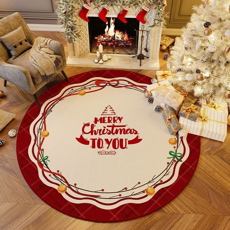 アメリカのクリスマス装飾円形カーペット家庭用寝室の汚れに強い吸水滑り止めはカシミヤカーペットに似せています。|undefined