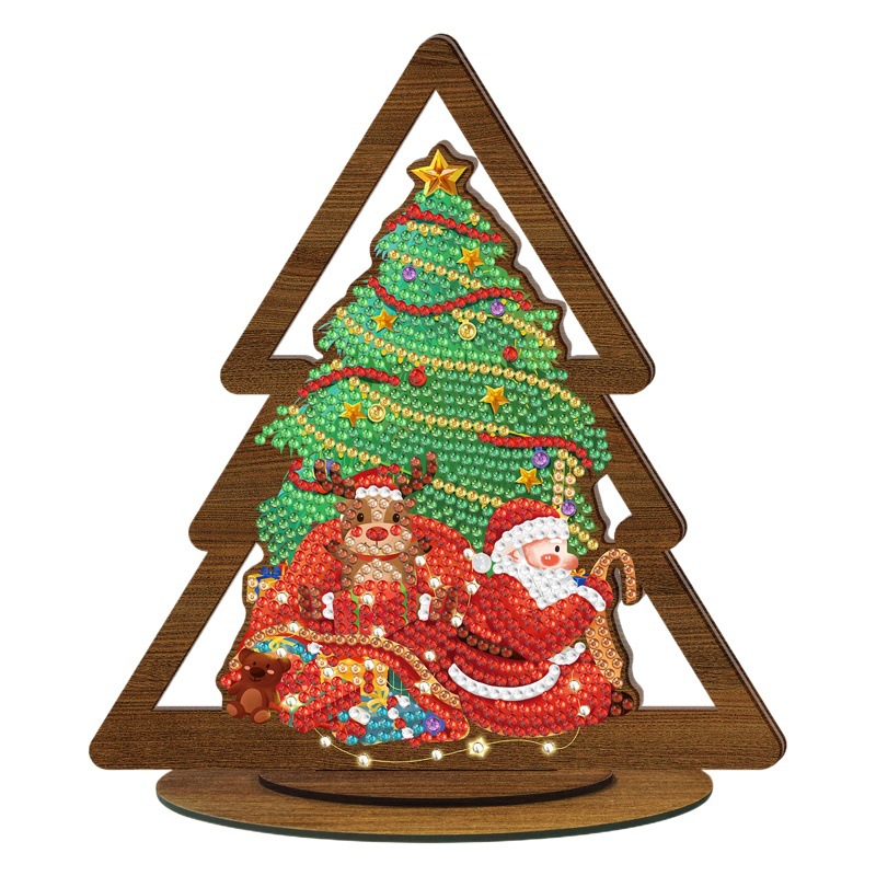 Accesorios para pintura de diamantes, adornos de madera DIY, pegatinas de diamantes creativas hechas a mano, decoraciones navideñas de pintura de diamantes para escritorio