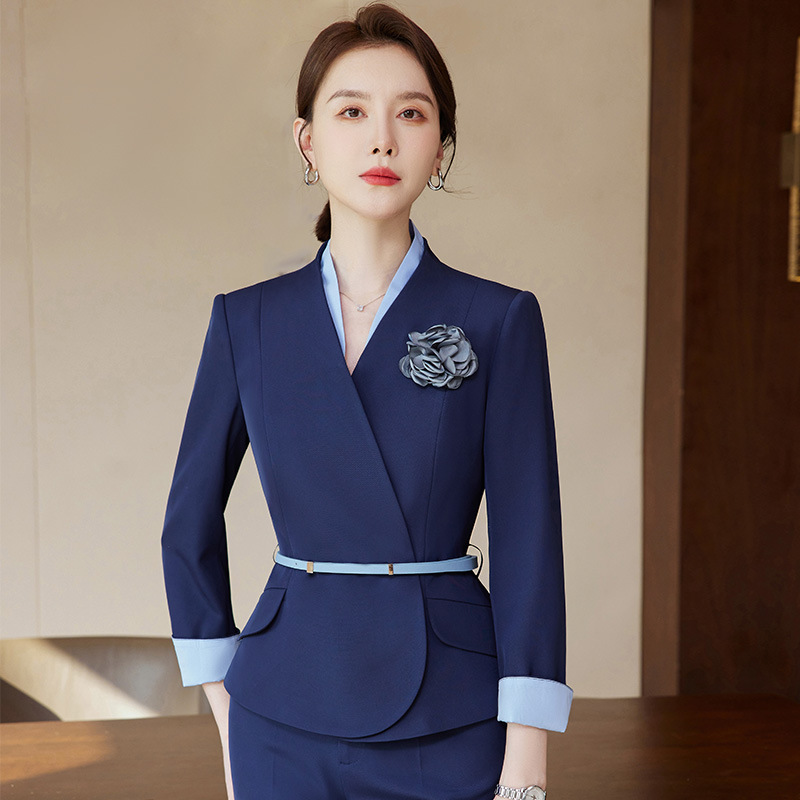 High-end professional women's suit skirt, new spring and autumn style, elegant flight attendant, hotel receptionist suit, beauty salon work uniform