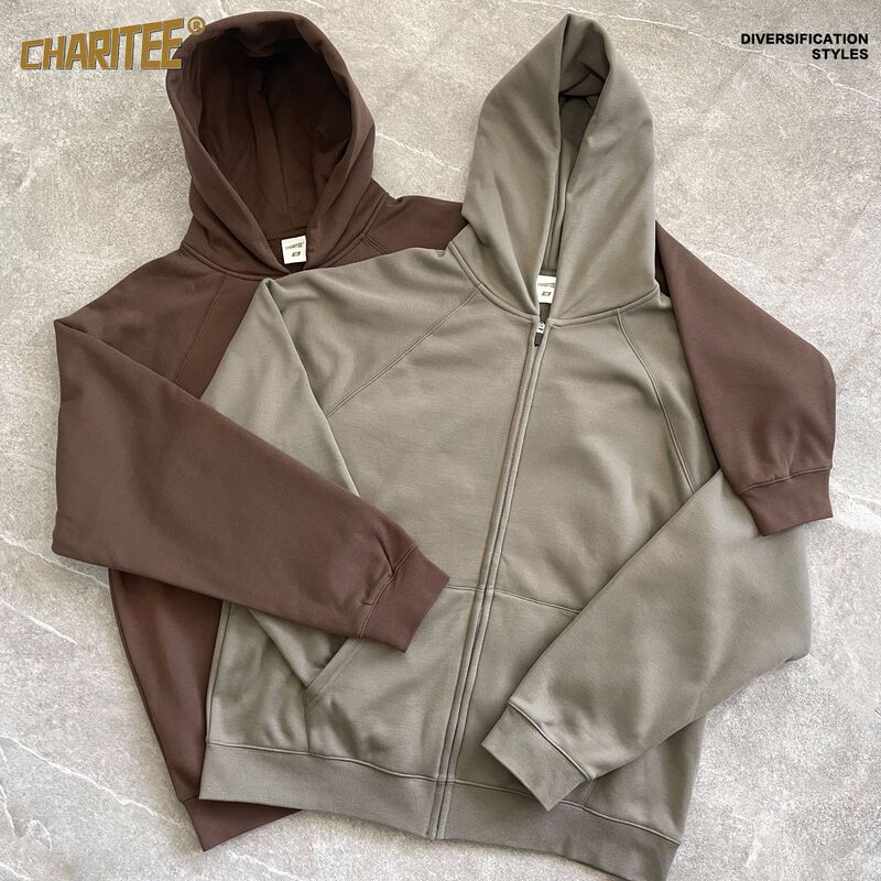 Charitee｜High Quality 360g Velvet Fog Trendy Brand Zipper Hooded Autumn and Winter Loose American Sweatshirt for Men and Women