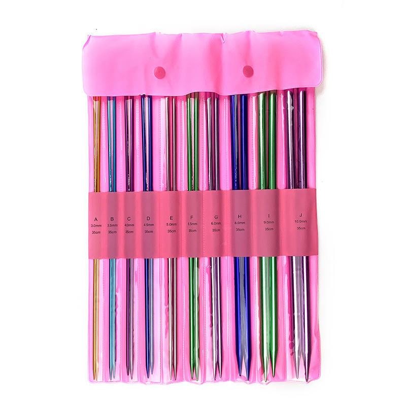 Agujas de suéter de alúmina de color con tapones 35cm con agujas de suéter de cuentas de una sola punta agujas de bufandas