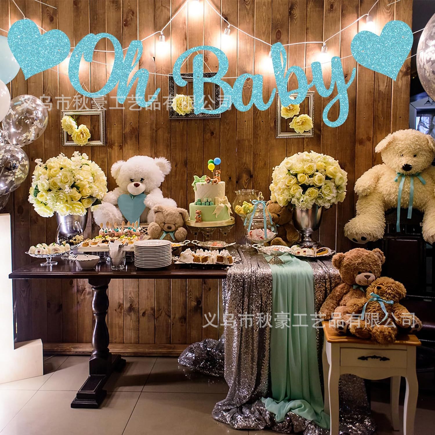 Oh Baby Banner Blue Pink Flash Baby Shower Party Banner Decoración de la fiesta del recién nacido