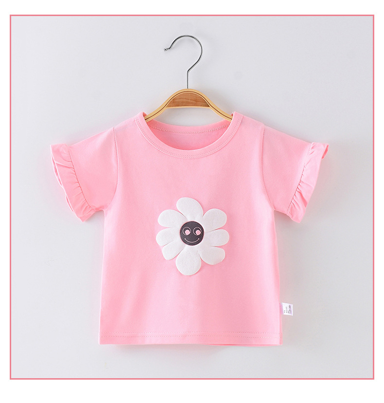 Cute Flower Cotton T-shirts & Blouses display picture 1