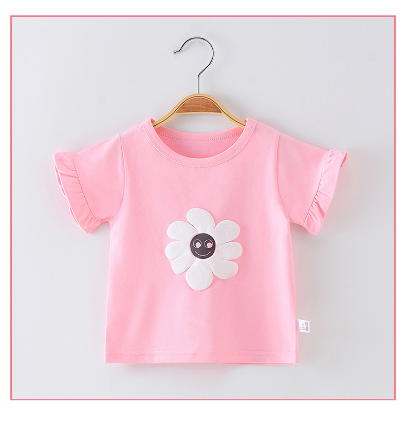 Cute Flower Cotton Cotton T-shirts & Blouses display picture 1