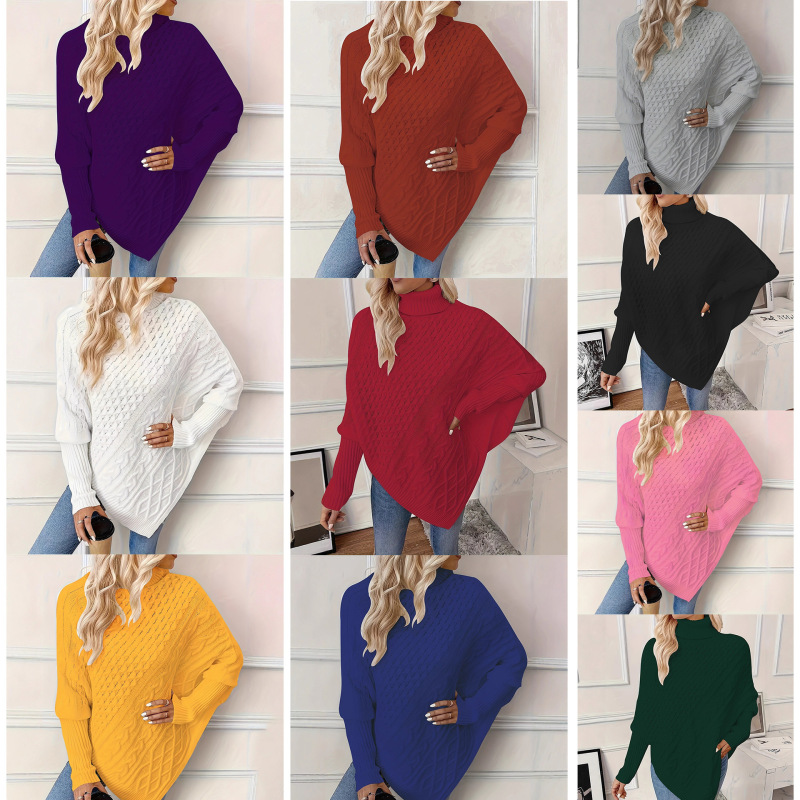 F777 European and American Cross-Border Autumn and Winter Hot-Selling Sweater, High-Neck Pullover for Women