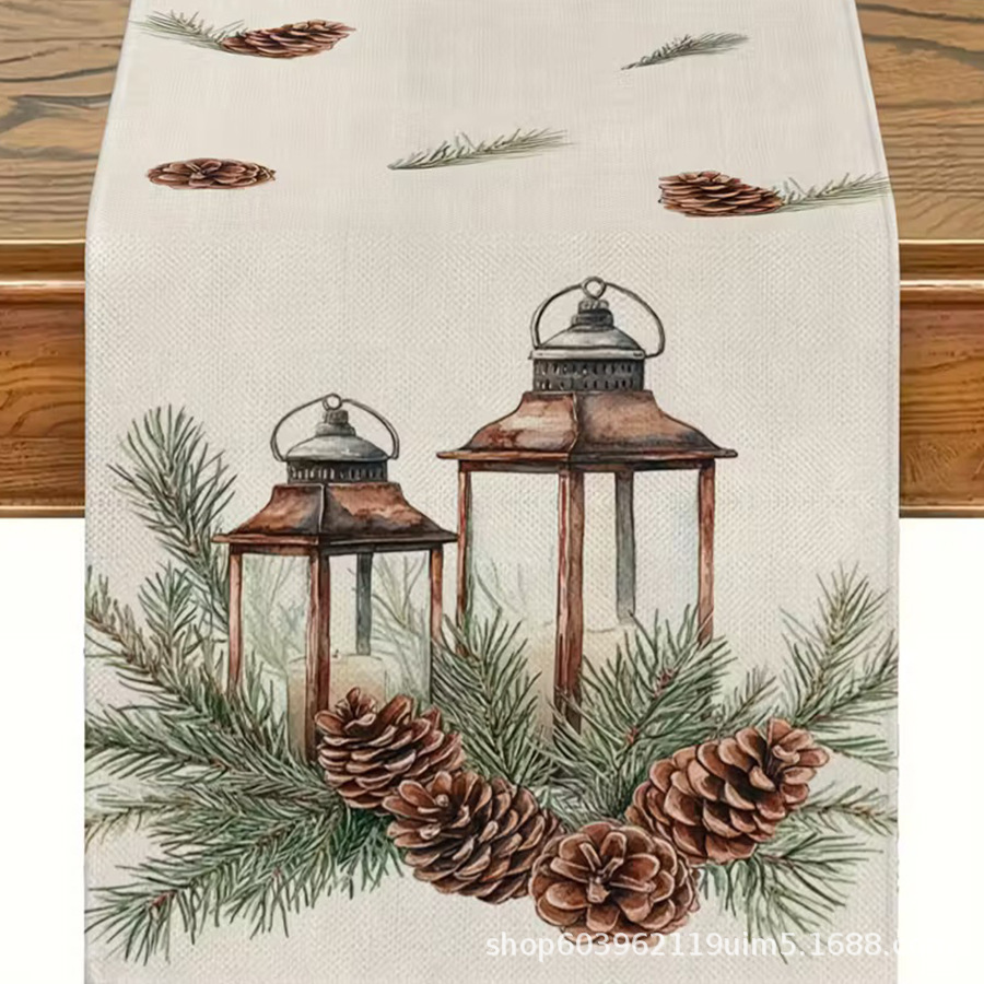 Amazon transfronterizo nueva bandera de la mesa de Navidad fábrica directa invierno muñeco de nieve Santa estampado almohadilla de mesa