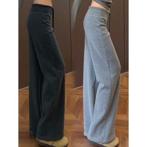 Spring and Autumn Loose Showcases Leg Length Straight Wide Leg Pants Laid-back Relaxed Sensation Casual Slimming Sports Pants for Women
