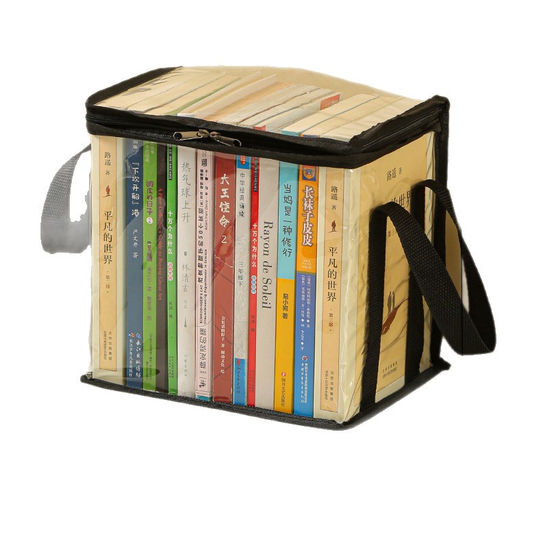 Nueva caja de almacenamiento de libros visual de gran capacidad, caja de almacenamiento de artículos diversos plegable transparente, impermeable y a prueba de polvo, almacenamiento de libros de texto