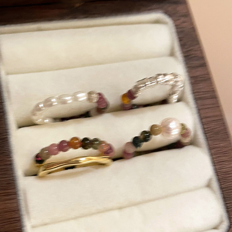 Elegante Vintage Tourmalin Perlen Ring Für Damen Retro Stil_voghion.com