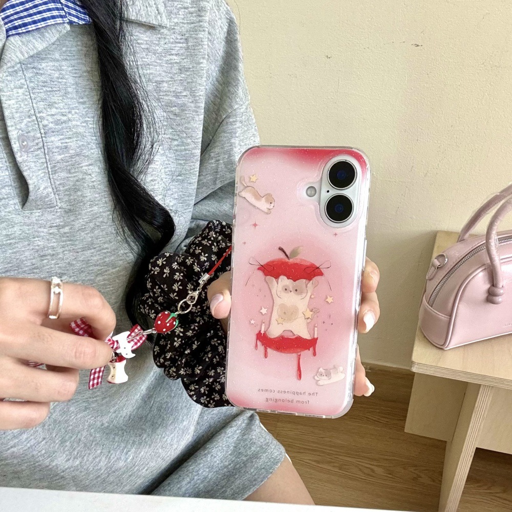 Divertido y lindo gato de Apple para iphone16 girl heat flasher polvo 15ProMax funda para teléfono móvil Apple 14 nuevo