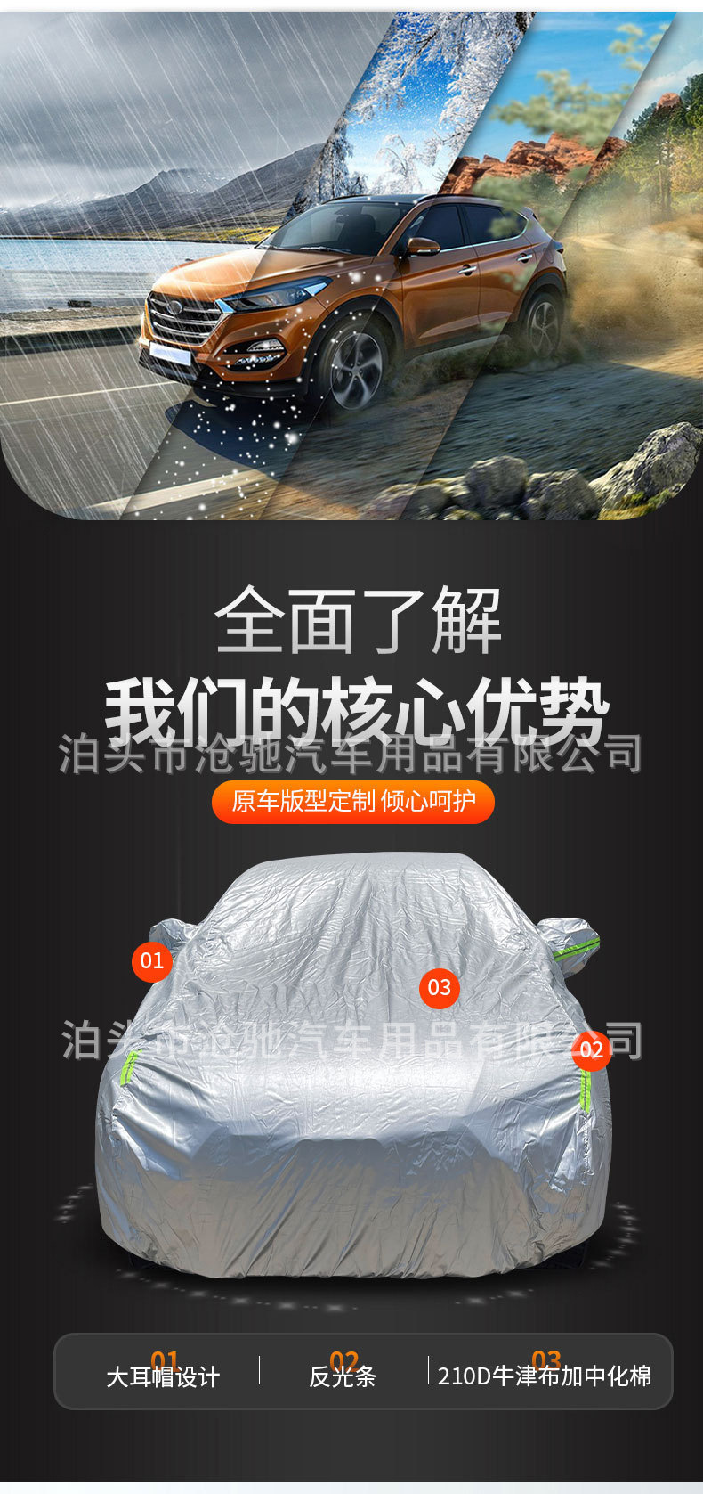 Car Cover Sun Protection Full Vehicle Sunshade Heat Insulation Thickened 210D Oxford with Added Cotton Full Coverage Car Cover Sun Protection