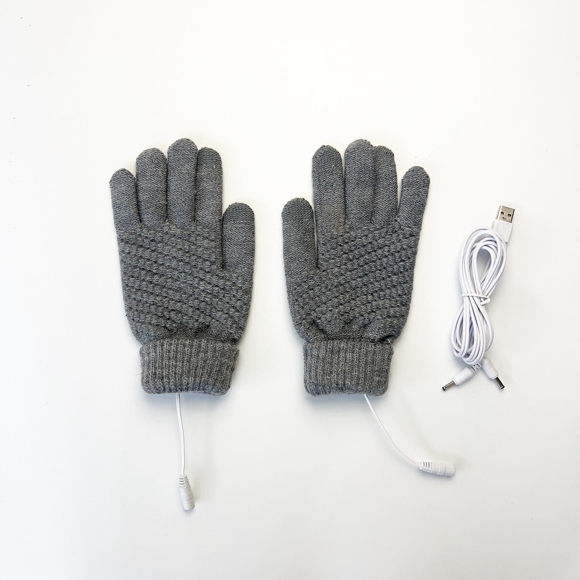 A cuadros de manga larga invierno pantalla táctil térmica suministro directo de fábrica Guantes eléctricos USB exclusivos transfronterizos 5-Dedo de punto de piña