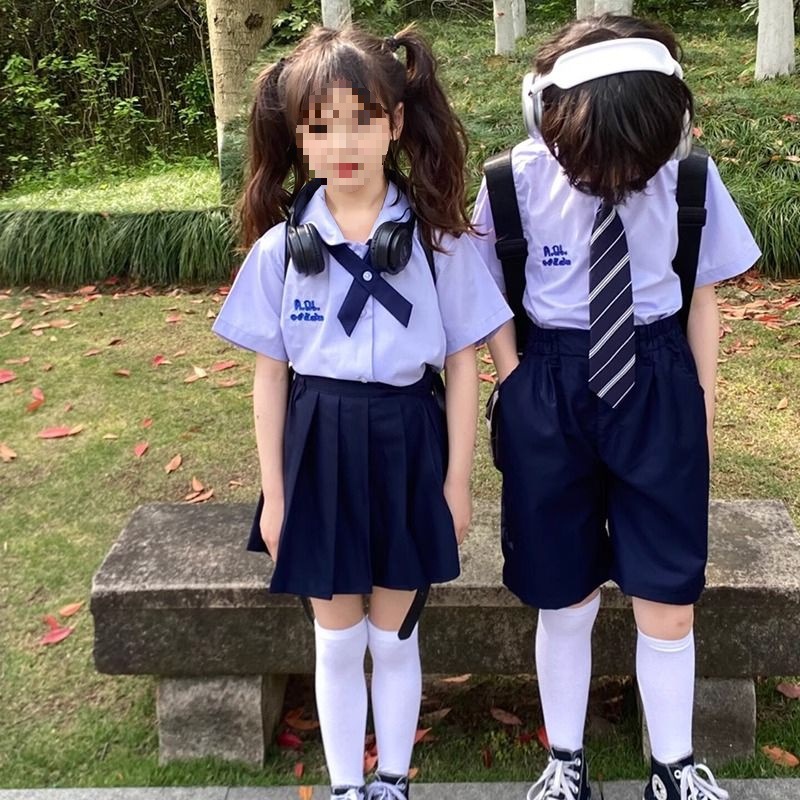 Thai Preppy Style Summer Primary School Student Graduation Class Uniform Kindergarten Uniform Girl Thai School Uniform Western Style Jk Skirt Suit