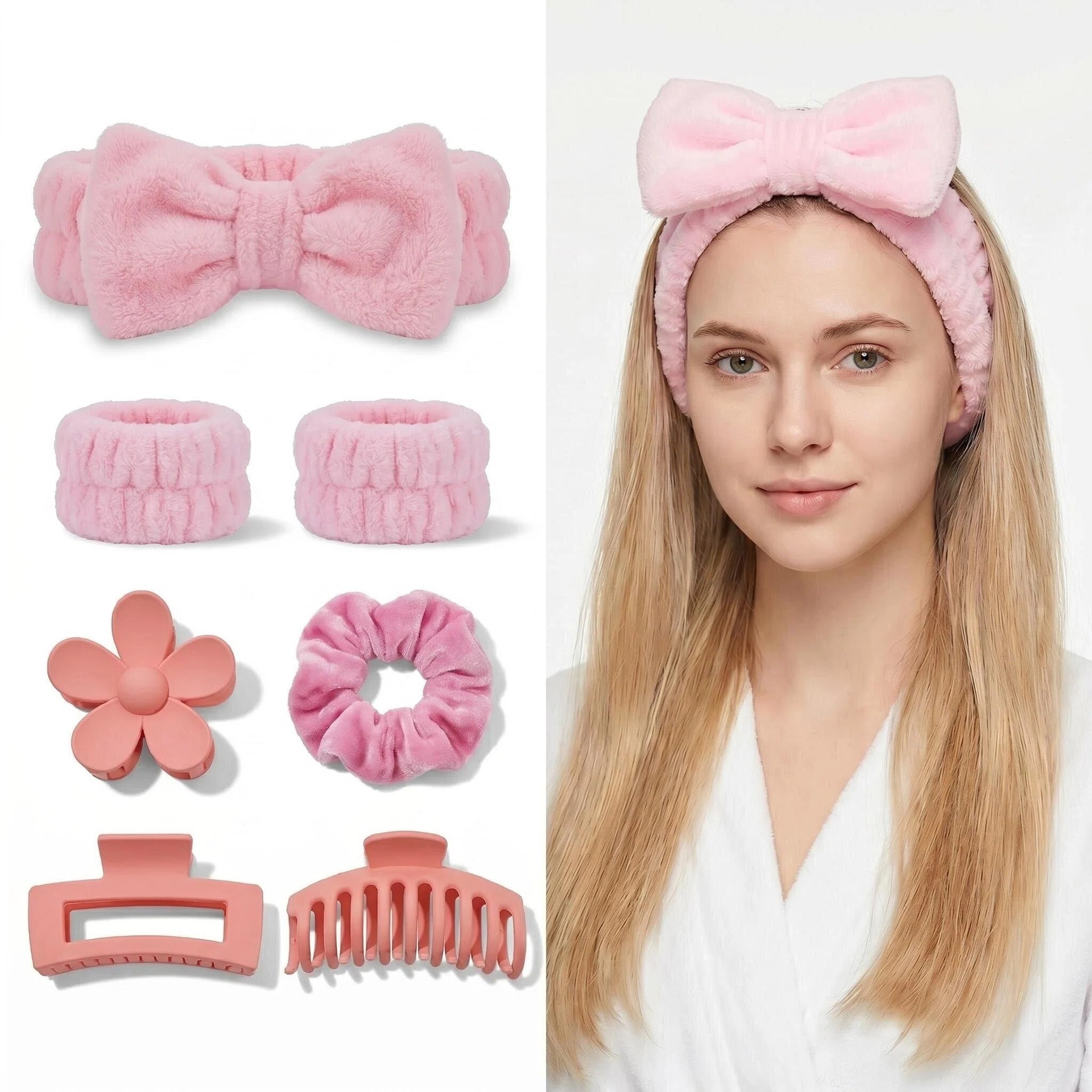 Explosiones transfronterizas de lavado de cara correa de muñeca correa de cabello 8 piezas conjunto lavado medio correa de cabello correa de cabello anillo de intestino grueso adornos para el cabello