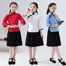 T儿童民国学生装中国风复古小学生幼儿园表演出服装女童五四青年