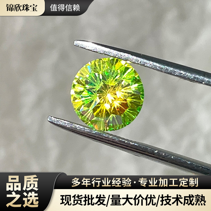 Colorful Fireworks Coated Zircon 8mm Earrings Stone Super Flash Colorful Earrings Loose Stone Ready-Made Gemstone Jewelry