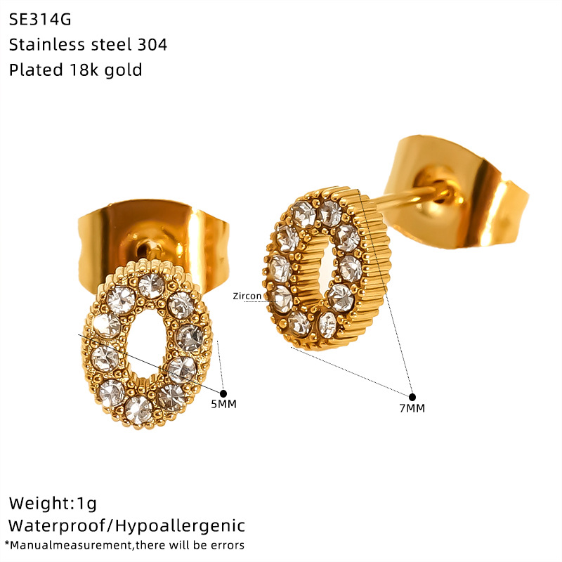 18K Gold Plated Plating Material 1 Pair IG Style Simple Style Geometric Star 304 Stainless Steel 18K Gold Plated Ear Studs