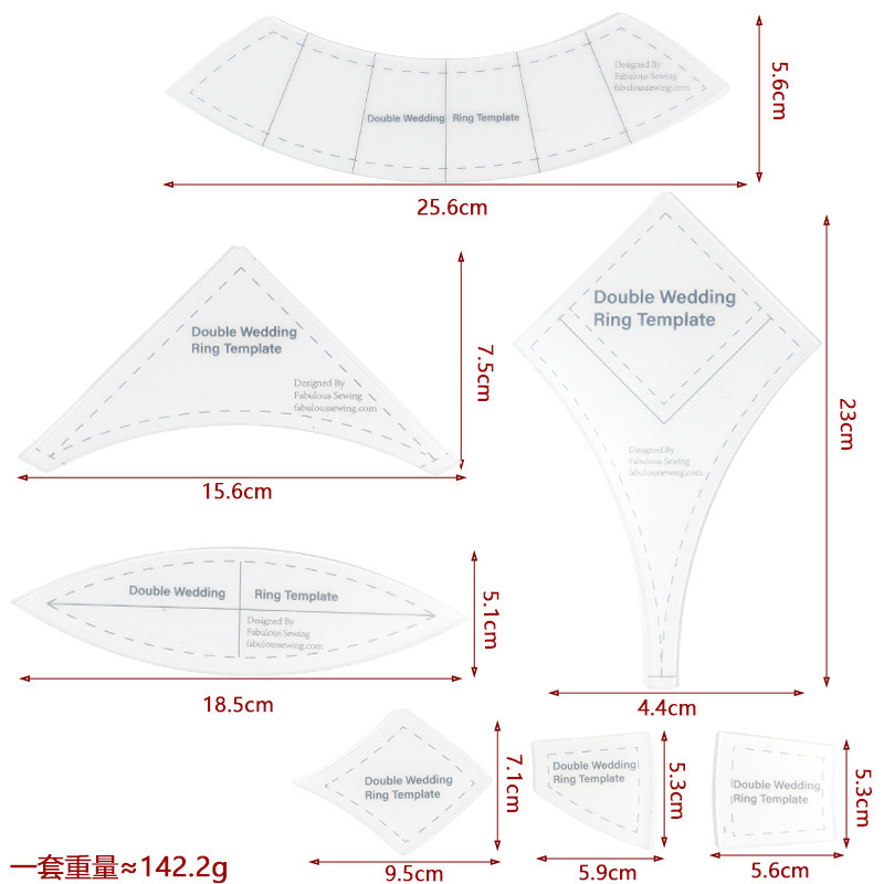 Diseño de prendas de vestir acrílico 90 ° regla de costura de tela de corte de tela doble regla de patrón de tela de corte