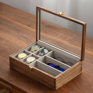 Solid Wood Glasses Watch Jewelry Storage Box Home Exquisite Light Luxury Wooden Watch Storage Display Advanced Jewelry Box