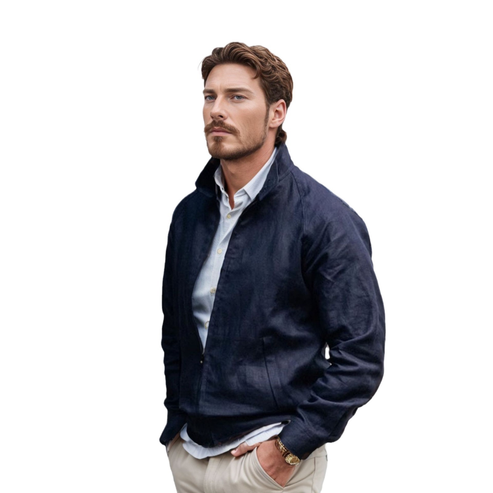 Spring and Autumn Solid Color Stand up Collar Top British Style Zipper Men's Jacket_voghion.com