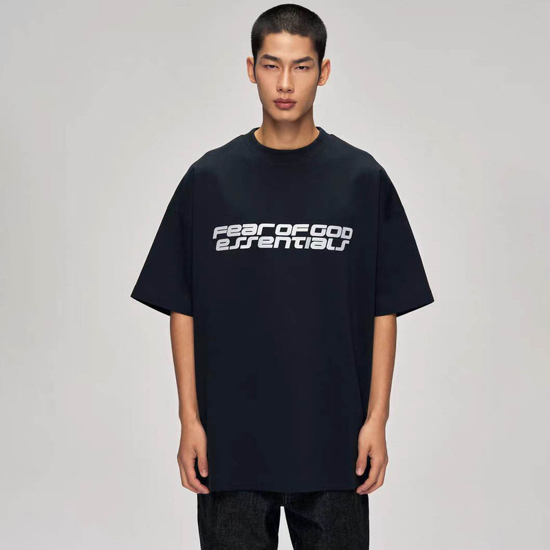 26 New Models of Fog Stack Essentials Double-Row Reflective Letters Pure Cotton Short-Sleeved T-Shirts for Men and Women Couples
