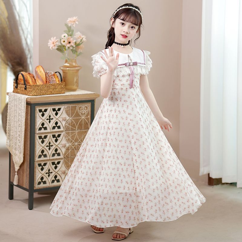 Dress Kidsren 2025 New Skirt Girls Summer Style Princess Little Girl Floral Summer Dress High-End Long Skirt