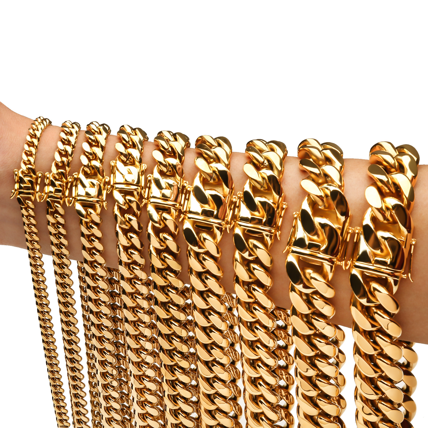 Polishing Design Hip-Hop Punk Geometric 304 Stainless Steel Polishing Unisex Chain Necklace Men Chain Necklaces