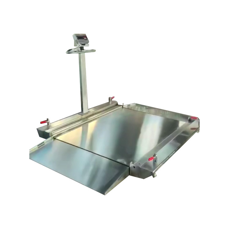 带液压升降轮移动电子地磅1000kg带两面斜坡上下推车平台秤非标款