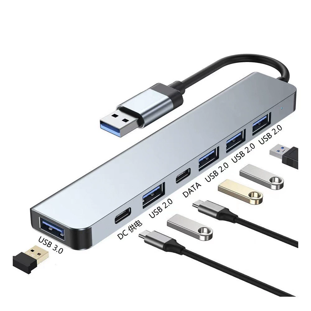 Док-станция Type-C с двумя портами USB3.0, универсальный хаб для ПК/планшета, внешний кардридер TF, поддержка мыши и клавиатуры