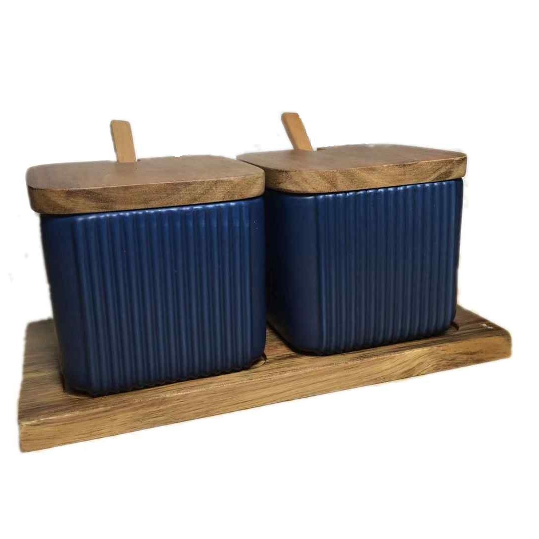 Directo de fábrica creativo cuadrado recto grano condimento tarro hogar combinación condimento caja cerámica condimento tarro traje