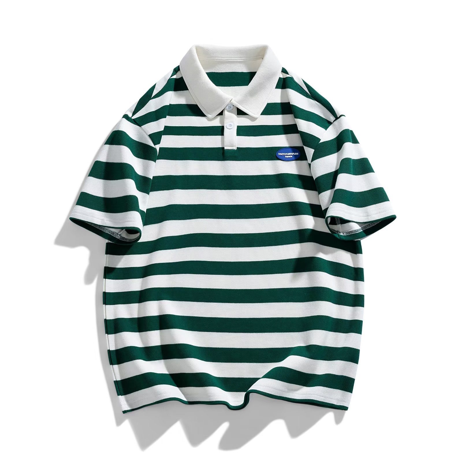 2024 nuevo polo de manga corta con solapa, camiseta de verano de marca de moda para hombres, camiseta de todo fósforo de tendencia delgada de estilo coreano
