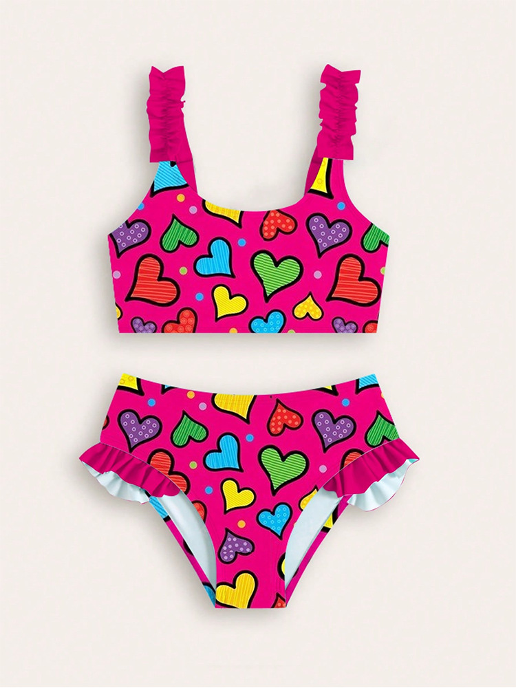 Mädchen Bikini Zweiteiler Mit Cartoon Print Für Strand Und Pool_voghion.com