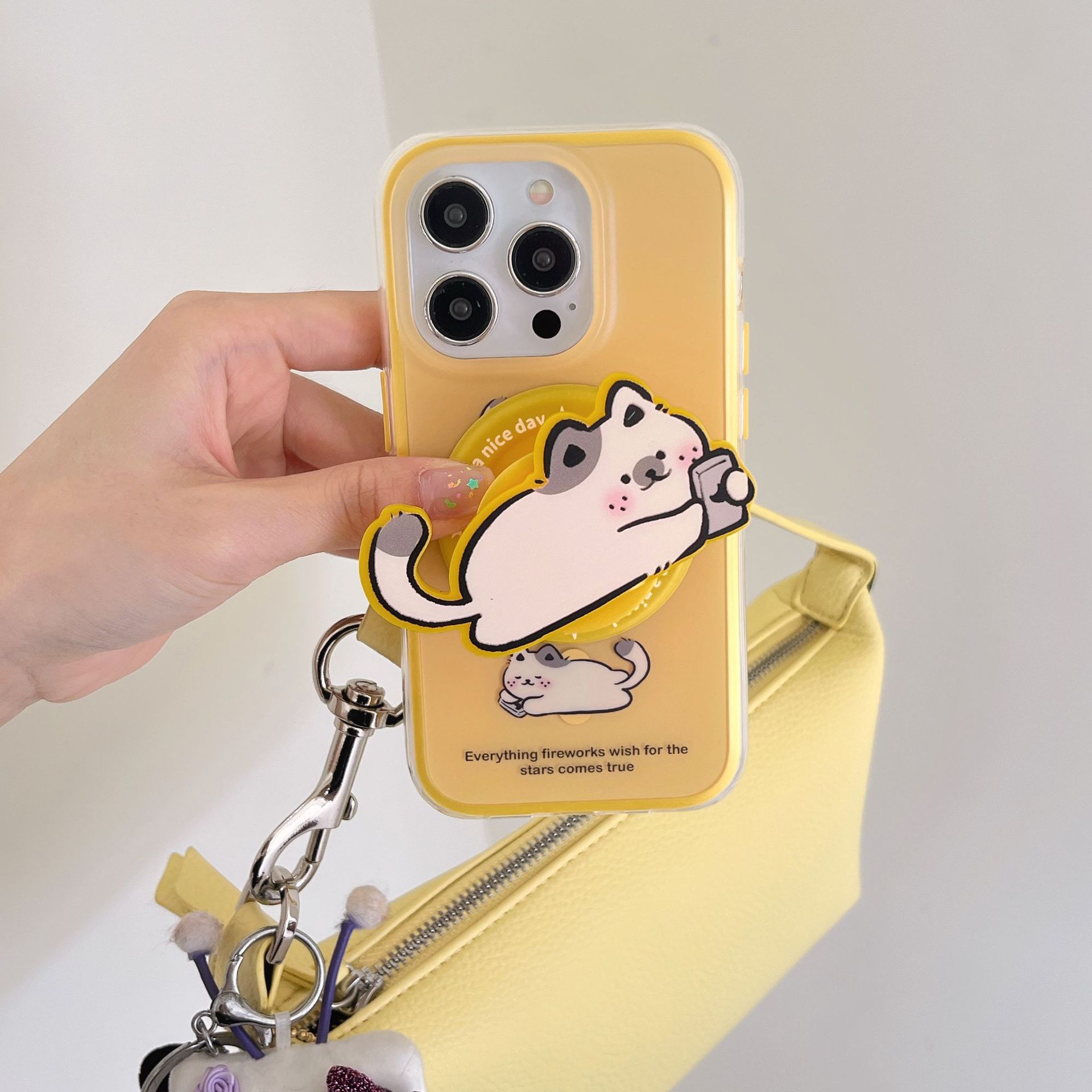 Divertido gato magnético de dibujos animados para iPhone15Pro Apple 16proMax funda para teléfono móvil 14/13 nuevo 15PM