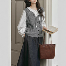 减龄休闲马甲2025秋季新款灰色叠穿百搭针织马夹女