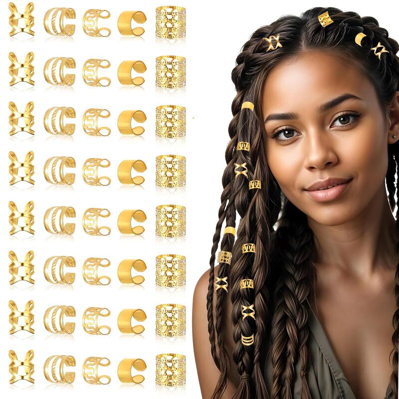 European and American New Products Amazon Cross-border suit Wig Accessories Braid Hair Accessories Golden silver Dirty Braid Hair suit Ring European and American New Products Amazon Cross-border suit Wig Accessories Braid Hair Accessories Golden silver Dirty Braid Hair suit Ring