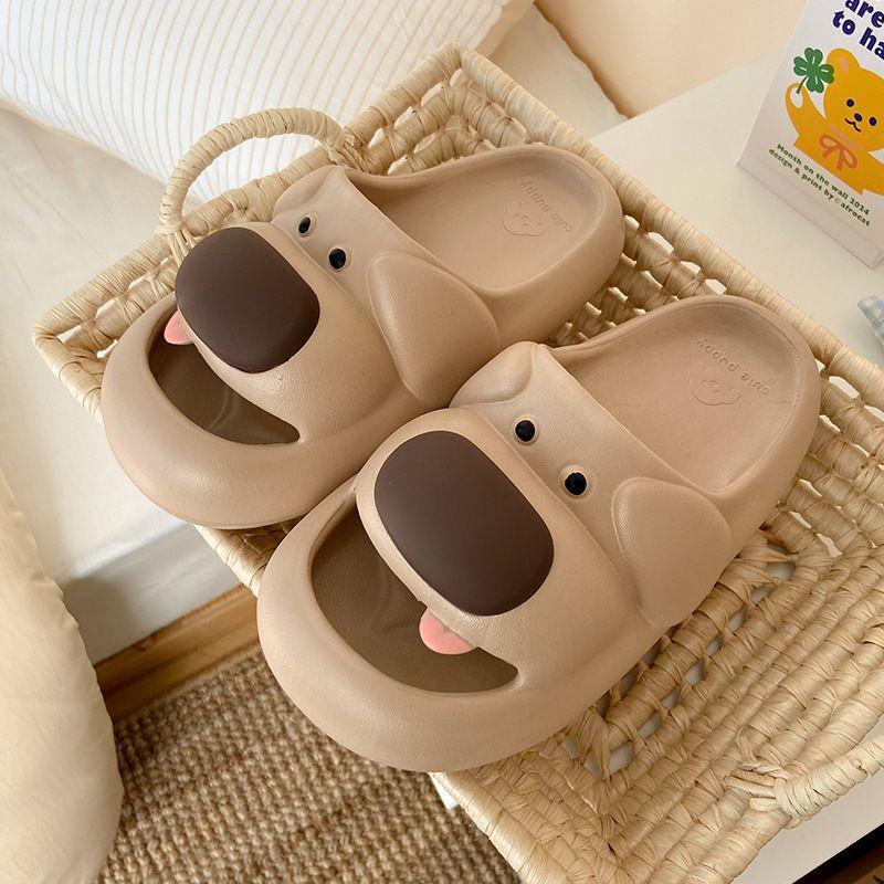 [신제품 EVA 미끄럼 방지, 냄새나지 않는 발] 혀가 튀어나온 강아지/카키