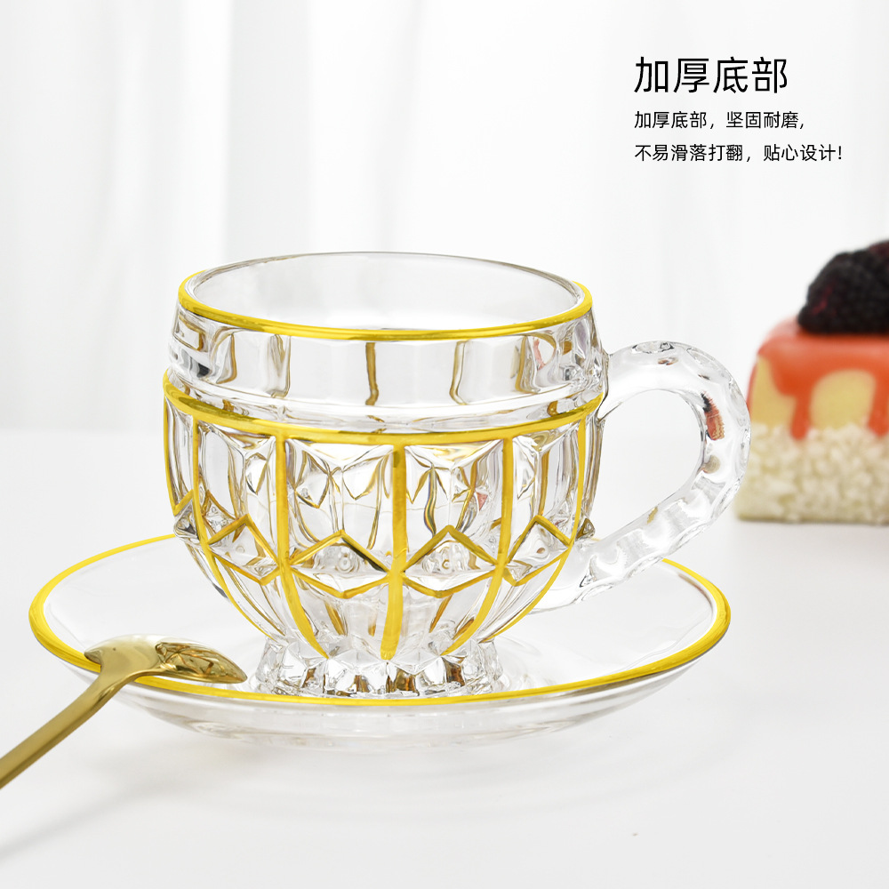 欧式古典传统咖啡杯子 轻奢描金下午花茶杯 高颜值复古带把小水杯