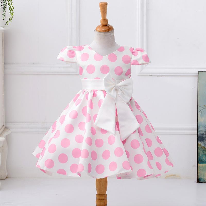 Deseo transfronterizo AliExpress europeo y americano niñas boda princesa vestido arco vestido de los niños vestido de fiesta Día DE LOS NIÑOS vestido
