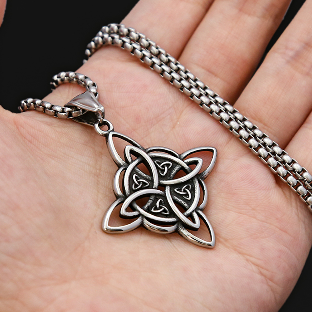 Neuer Wikinger-Anhänger mit keltischem Knoten aus Titan, Herrenmode-Halskette, personalisierter Edelstahlschmuck_voghion.com