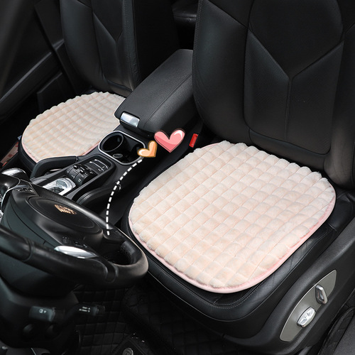 Car Seat Cushions for Winter Imitation Rabbit Fur Plaid Car Seat Covers Simple Car Seat Cushions for All Seasons