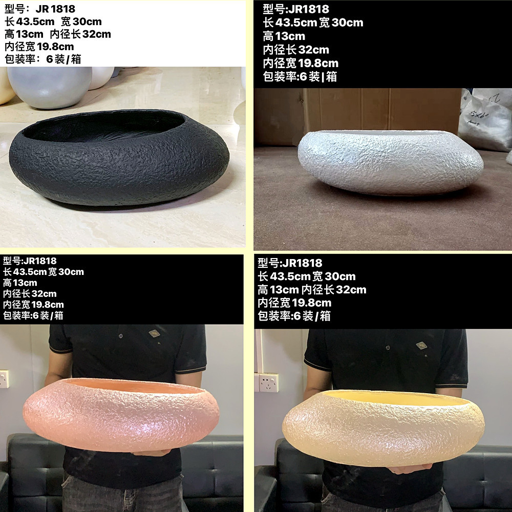 盆景盆 蛋形椭圆型镁泥花盆氧化镁手工花瓶花器植物容器盆栽花卉