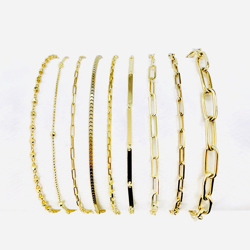 Cross-Border Exquisite Women's Bracelet Women's Paperclip Box Herringbone Figaro Rope Chain Bracelet