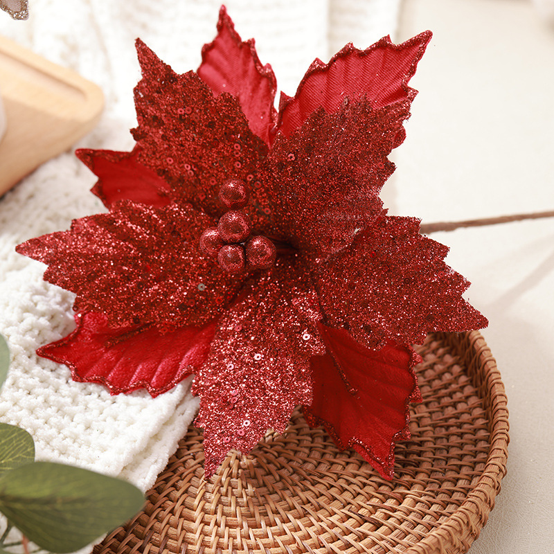 Flor Navidad Terciopelo 25cm