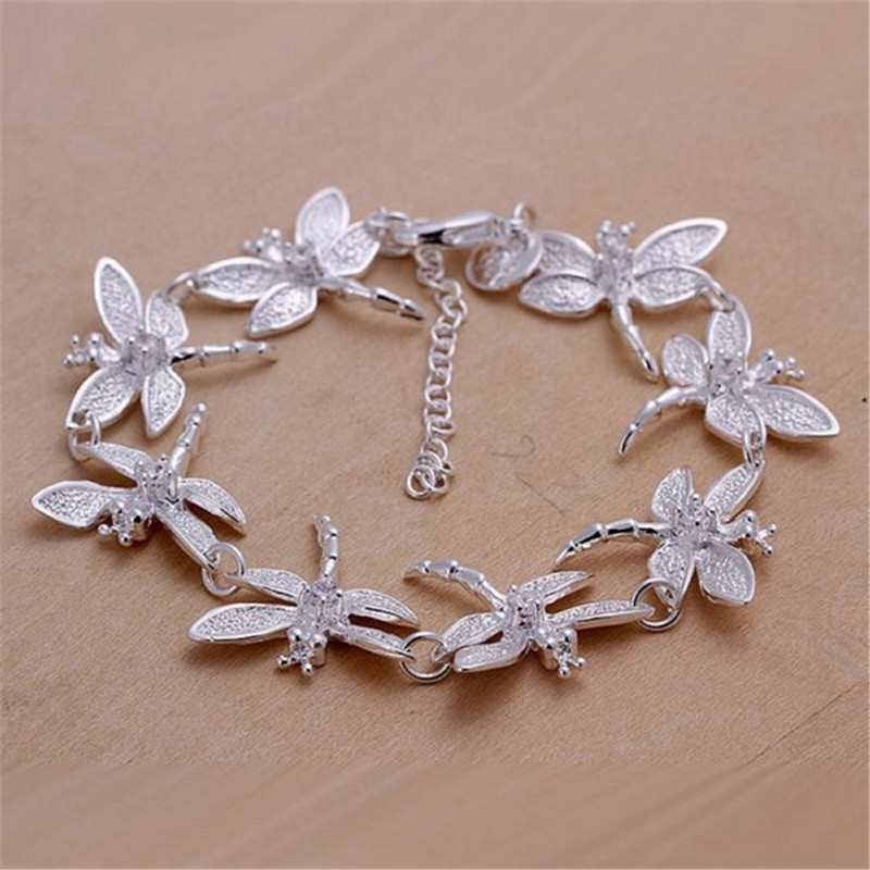 Jinrongxing Fashion Trendy Jewelry Electroplated Silver Inlaid with Zirconium Diamond Eight Dragonfly Bracelet Ladies Gift