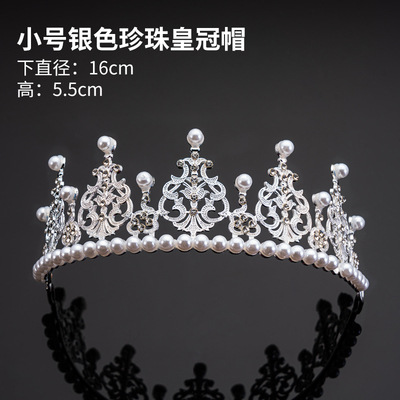 Ventas calientes de corona de cumpleaños de la reina torta decoración horneado adornos de perlas redondas flores de novia corona al por mayor