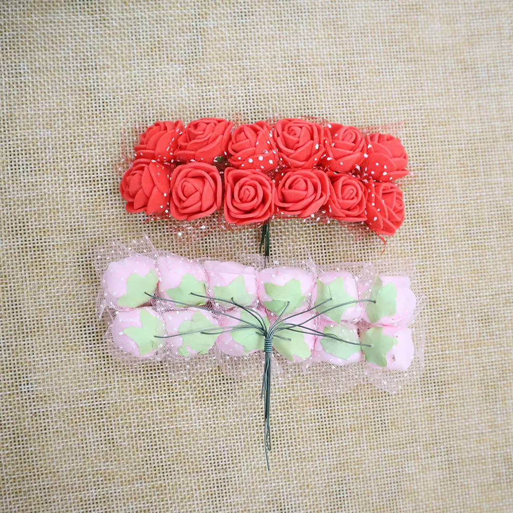 144朵2cm加纱迷你PE玫瑰花礼盒装饰新娘手腕花手工DIY编织插花
